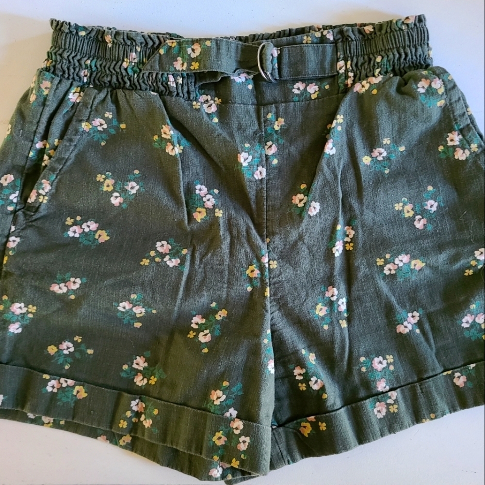Justice Girls Size 12 Floral Boho Cottagecore 100% Cotton Shorts Pockets